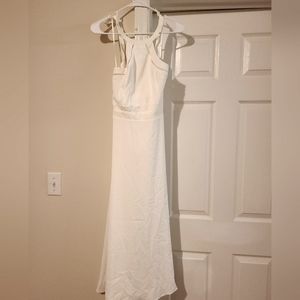 Lulu's Summer Dream White Tie-Back Halter Midi Dress